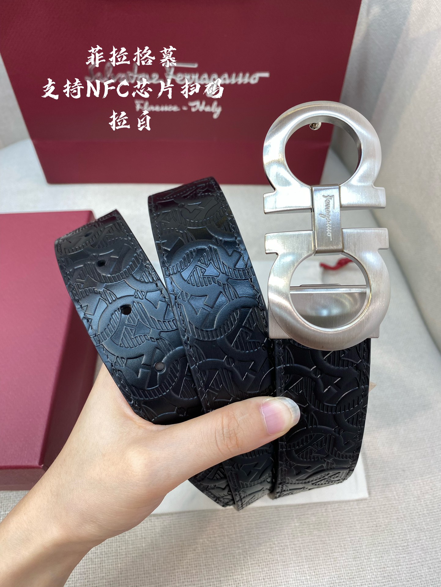 Ferragamo菲拉格慕NFC芯片扫码款正品尺寸3.5cm意大利原厂皮