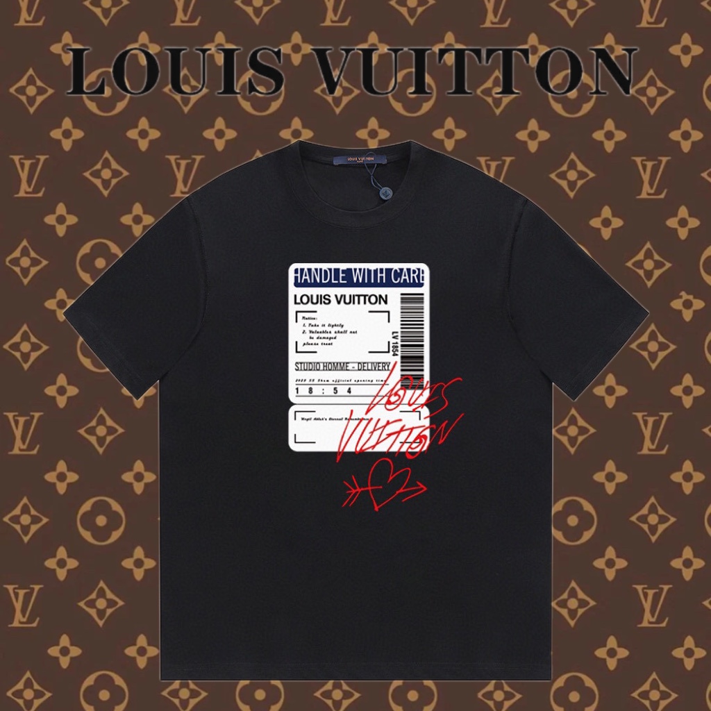 Louis Vuitton Abbigliamento T-Shirt Nero Bianco Giallo Stampa Unisex Cotone Collezione Primavera/Estate