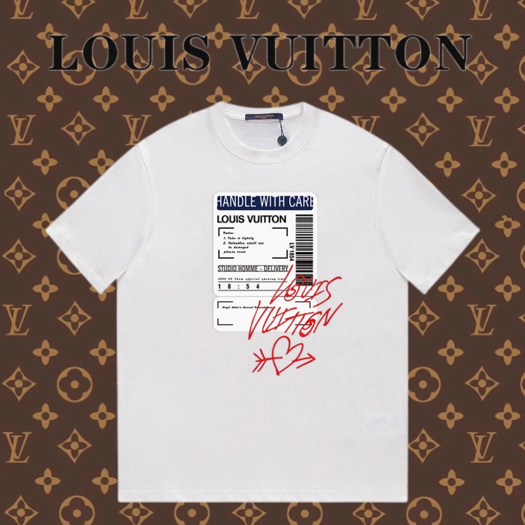 Louis Vuitton Abbigliamento T-Shirt Nero Bianco Giallo Stampa Unisex Cotone Collezione Primavera/Estate