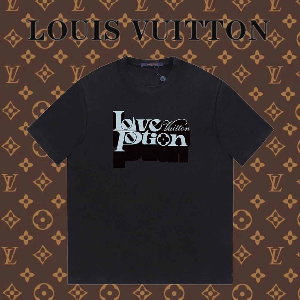 Louis Vuitton Abbigliamento T-Shirt Nero Bianco Giallo Stampa Unisex Cotone Collezione Primavera/Estate