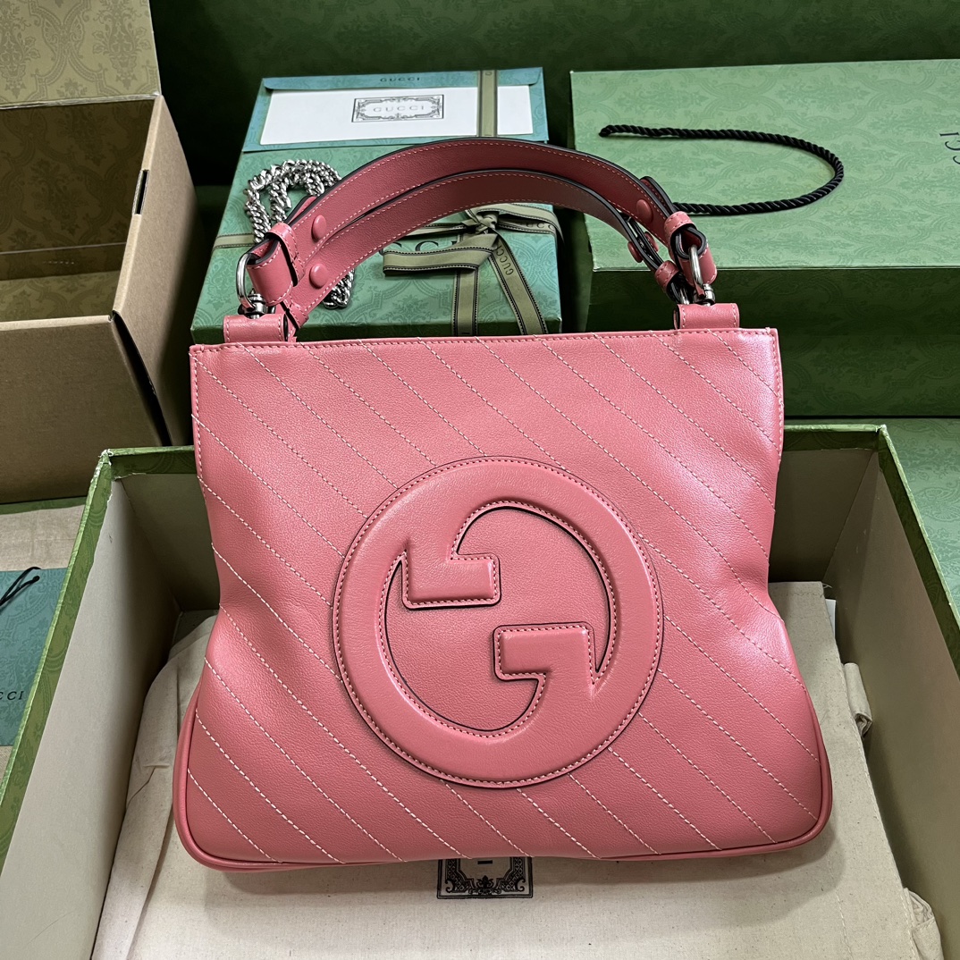 Gucci Blondie сумка-тоут маленькая кожа розового цвета с цепочкой-плечевым ремнем
