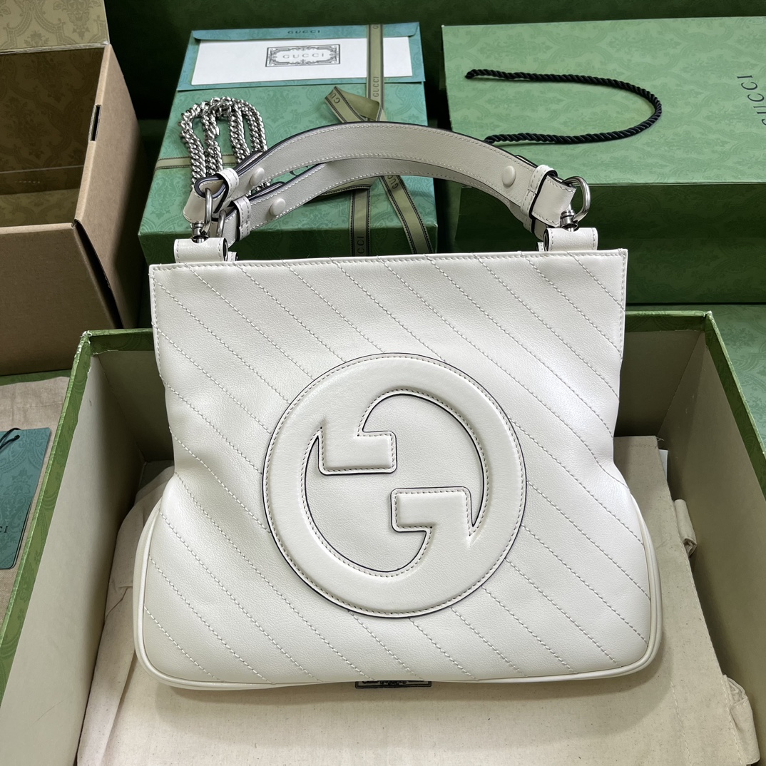 Gucci Blondie сумка-тоут малая из белой кожи с цепной ручкой