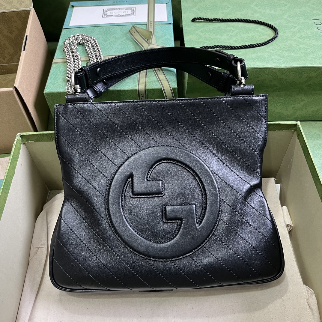 Gucci Blondie сумка-тоут малая из черной кожи с цепной ручкой