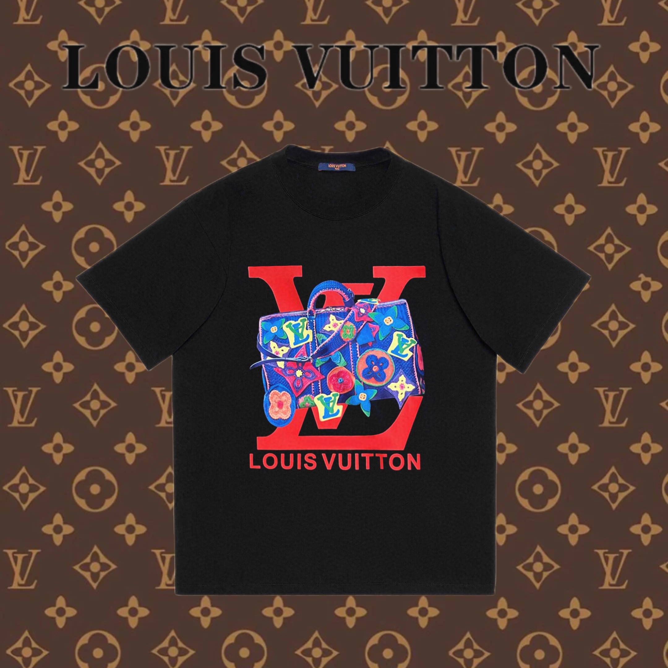 Louis Vuitton Abbigliamento T-Shirt Stampa Unisex Cotone pettinato Maniche corte