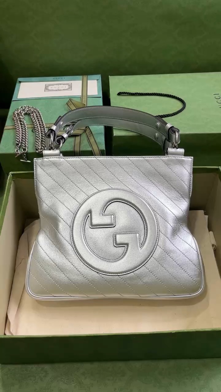 Gucci Blondie Tote Bags Silver