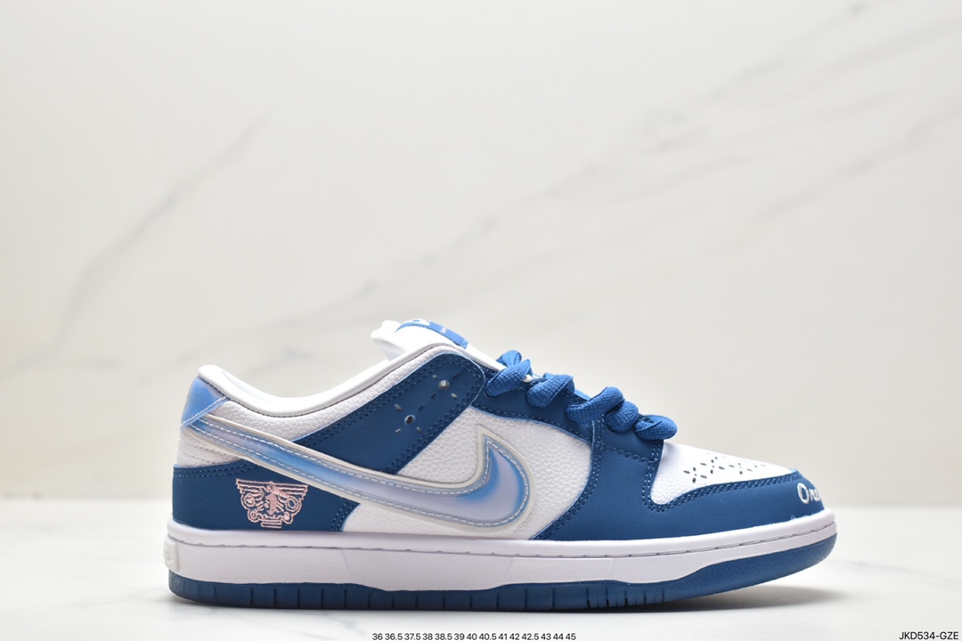 运动板鞋, 联名, 板鞋, Nike Dunk, NIKE, FN7819-400, Dunk, Born xRaised x Nike Dunk SB LOW"Release Date” - 耐克 Born xRaised x Nike Dunk SB LOW"Release Date” 联名款 防滑耐磨 低帮 休闲运动板鞋 男女同款 蓝白色 FN7819-400