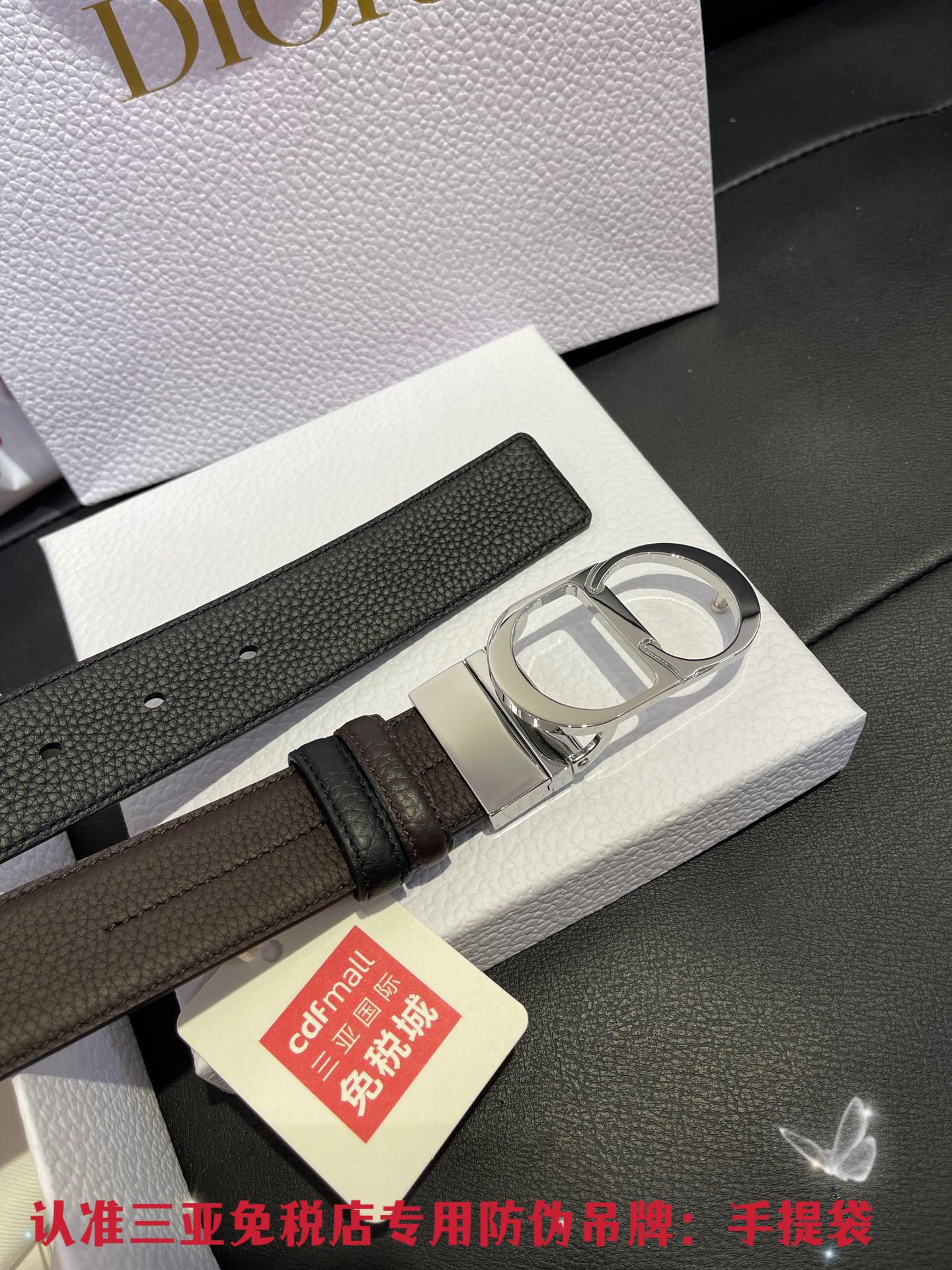 Dior dior 迪奥 对版车线款 双面荔枝纹进口牛皮 搭配可以转动精品五金双面可用 宽度3.5cm可裁剪皮带