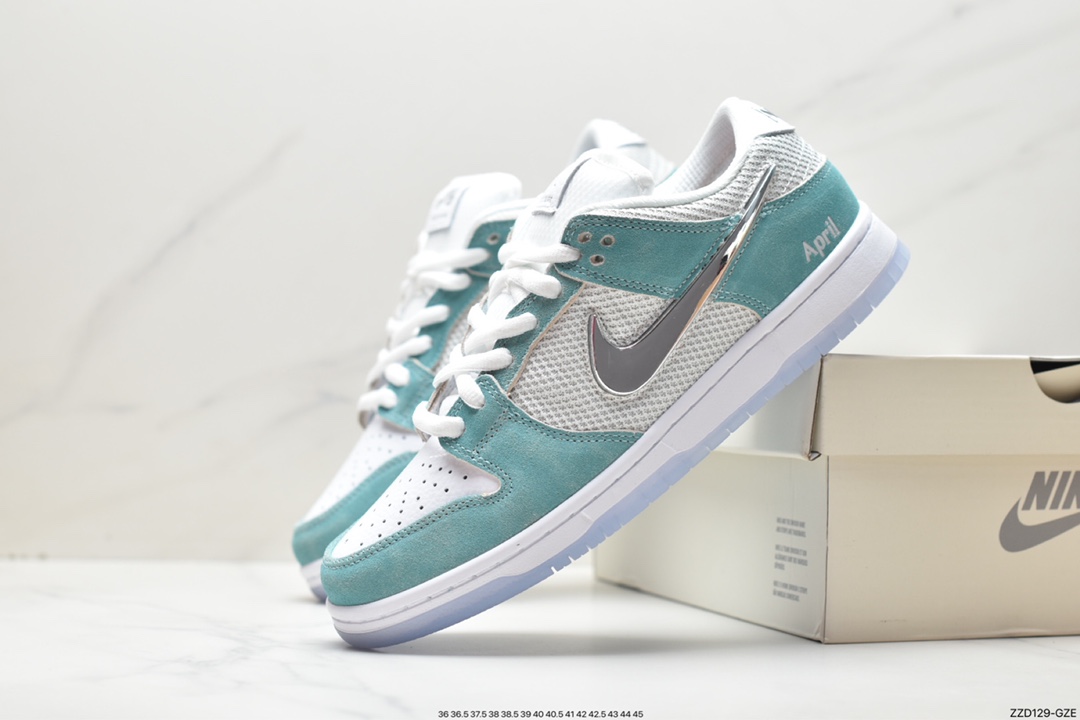 板鞋, SB Dunk Low, Nike SB Dunk Low, Nike SB Dunk, Nike SB, FD2562-400, Dunk, April Skateboards x Nike SB Dunk Low - 耐克 APRIL SKATEBOARDS x Nike SB Dunk Low 耐磨透气 低帮 休闲运动板鞋 男款 白绿 FD2562-400