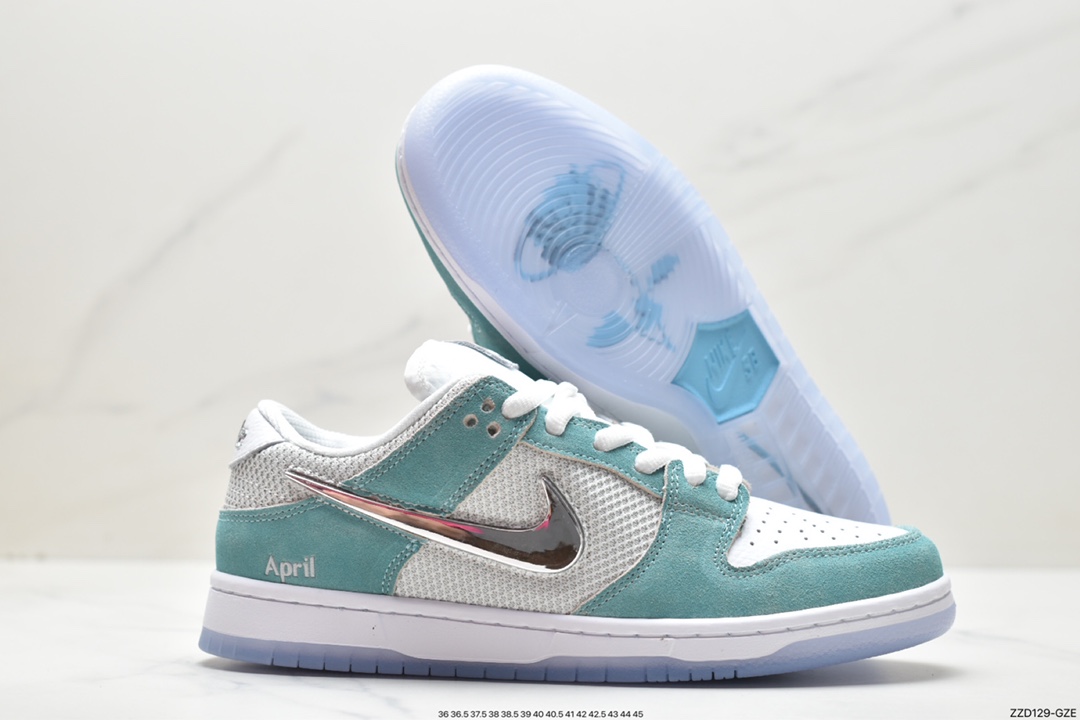 板鞋, SB Dunk Low, Nike SB Dunk Low, Nike SB Dunk, Nike SB, FD2562-400, Dunk, April Skateboards x Nike SB Dunk Low - 耐克 APRIL SKATEBOARDS x Nike SB Dunk Low 耐磨透气 低帮 休闲运动板鞋 男款 白绿 FD2562-400