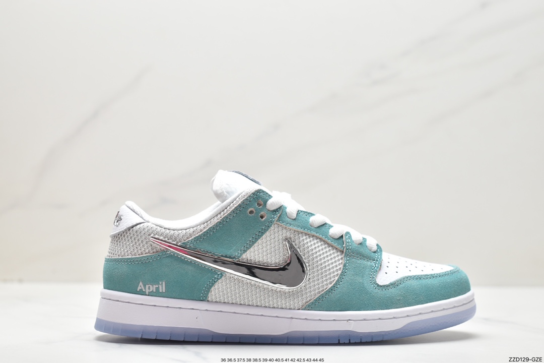 板鞋, SB Dunk Low, Nike SB Dunk Low, Nike SB Dunk, Nike SB, FD2562-400, Dunk, April Skateboards x Nike SB Dunk Low - 耐克 APRIL SKATEBOARDS x Nike SB Dunk Low 耐磨透气 低帮 休闲运动板鞋 男款 白绿 FD2562-400