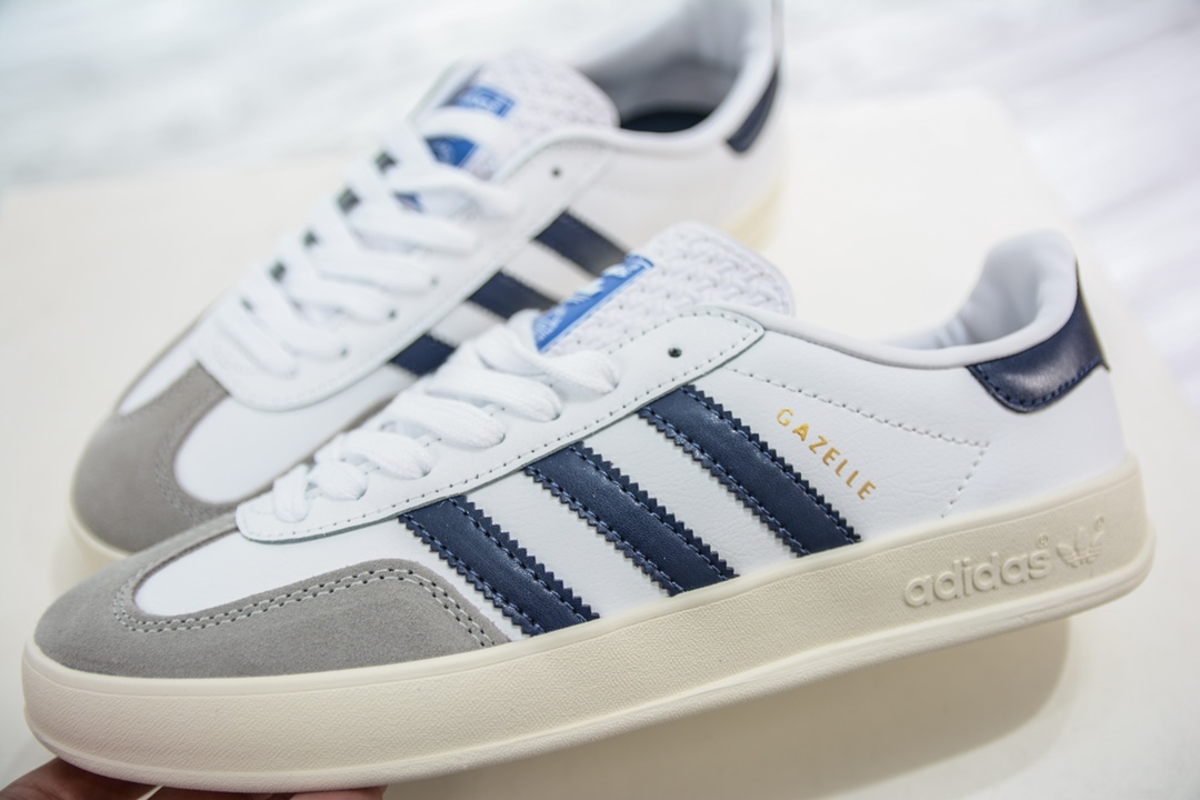 E Adidas Originals Gazelle Indoor white gray dark blue FV1242