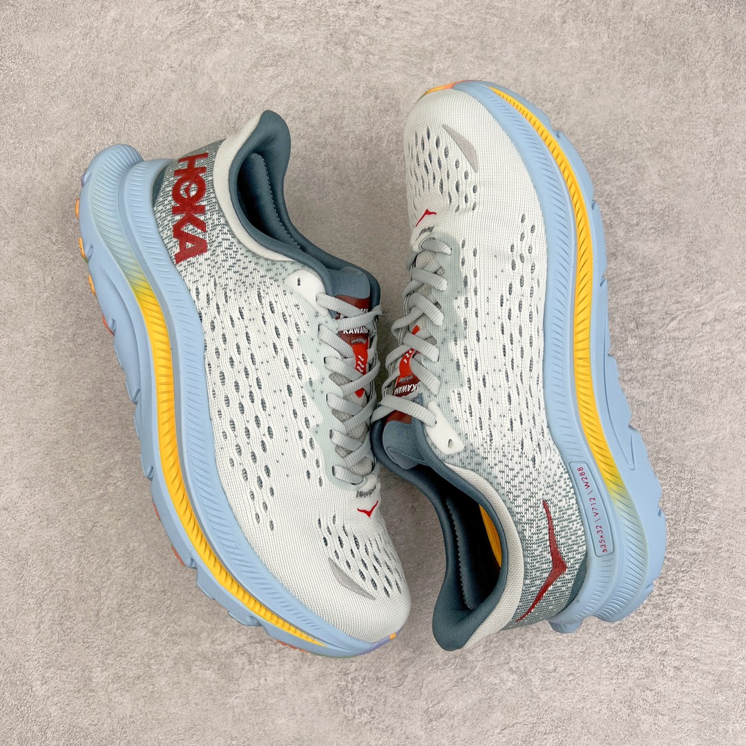 图片[3]-HOKA ONE ONE Kawana 运动鞋 设计采用再生植物纤维网纱制成独特的新型鞋面 工程网纱鞋面柔软透气 搭载 HOKA 标志性缓震中底 提供贴合脚感的同时 还带来有力的支撑 可以在不同速度下兼顾耐久性 是跑步新手和运动爱好者在多场景跑步、运动健身和日常通勤时的不二之选 前后掌 5mm 落差的缓震中底与凹槽设计外底结合速度型滚动平衡技术 可在步伐转换的过程中确保平稳过渡 加长版鞋跟和符合人体工学的跟腱部结构赋予运动爱好者轻盈舒适的脚感 KAWANA 以备受追捧的 MACH 4 作为灵感之源 鞋跟处的 SwallowTail™ 几何造型可在落地时缔造流畅稳定的步态 得以实现柔韧保护 后跟延伸而出的鞋提方便穿脱 全方位提升了整双鞋的穿着体验 尺码：36 36.5 37.5 38 38.5 39 40 40.5 41 42 42.5 43 44 44.5 45-选品中心