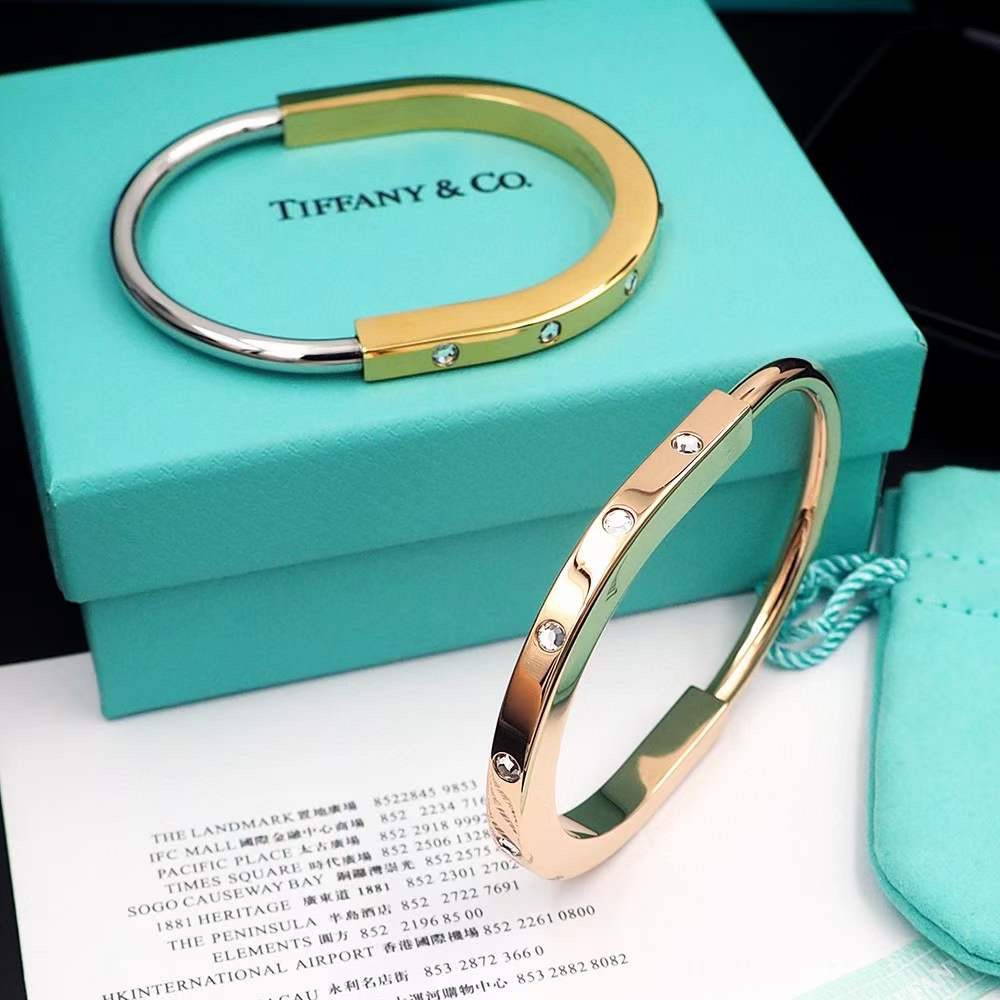 Tiffany & Co. Tiffany&Co. Lock玫瑰金色三钻锁头手镯