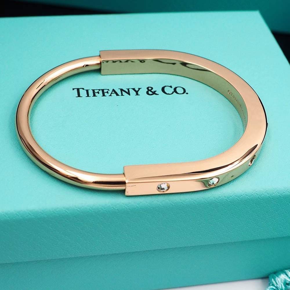 Tiffany & Co. Tiffany&Co. Lock玫瑰金色三钻锁头手镯