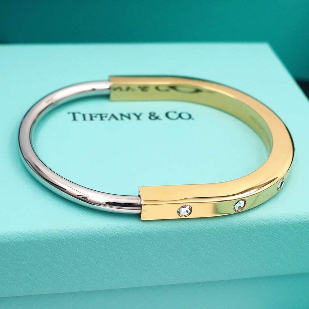 Tiffany & Co. Tiffany Lock系列 金色 三‮锁钻‬头手镯