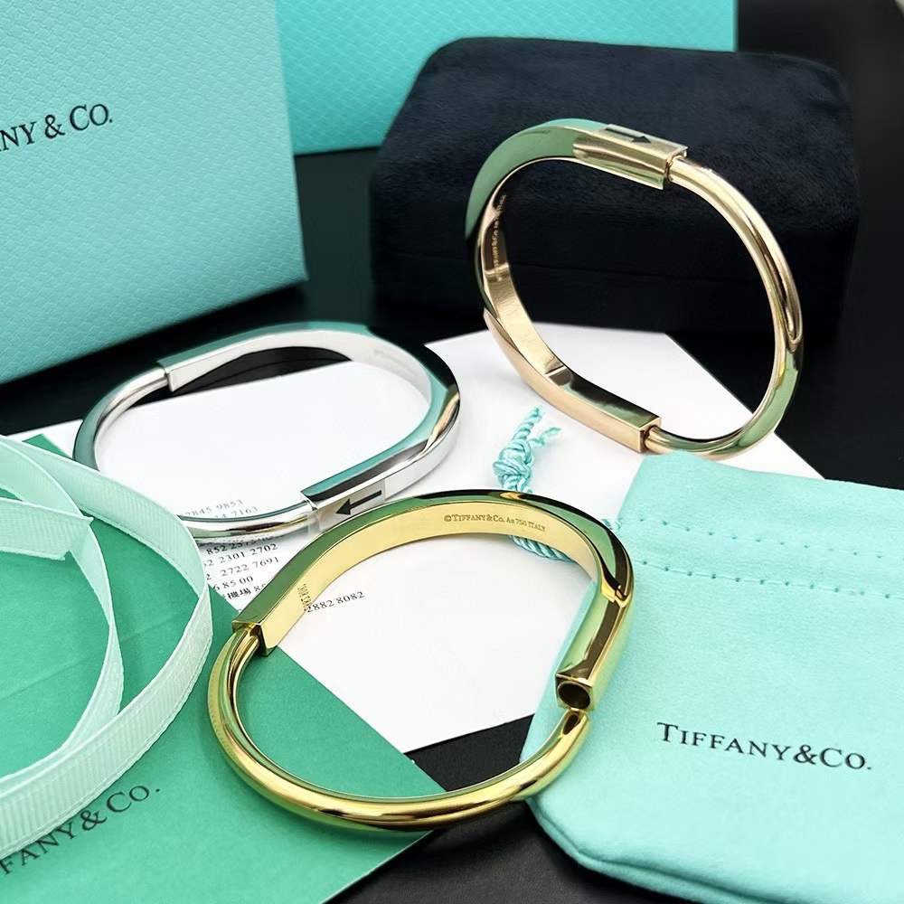 Tiffany & Co. Tiffany Lock系列 玫瑰金 无‮锁钻‬头手镯