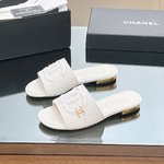 Chanel Shoes Slippers Embroidery Genuine Leather Sheepskin Weave