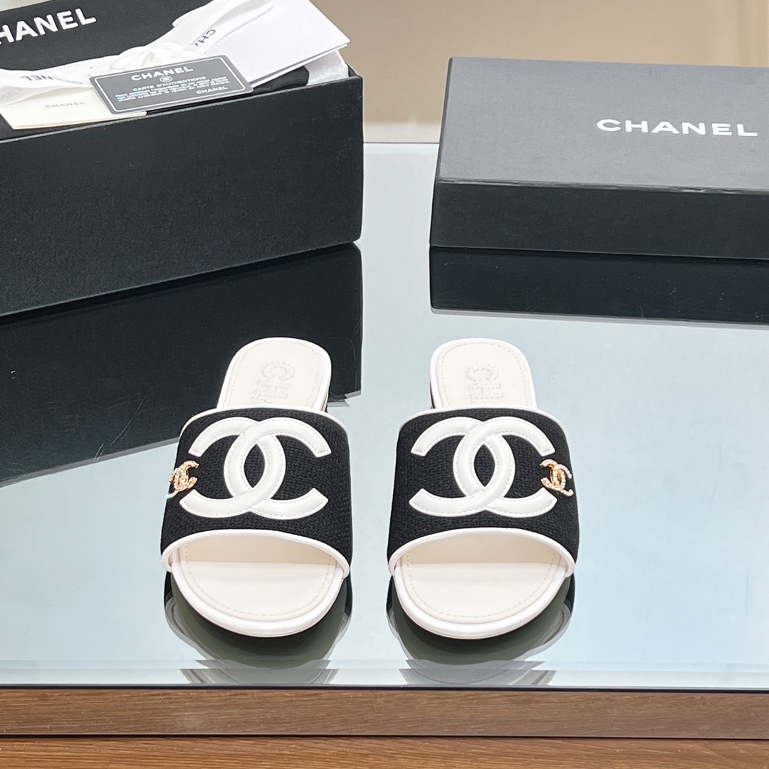 Chanel Shoes Slippers Designer 7 Star Replica
 Embroidery Genuine Leather Sheepskin Weave