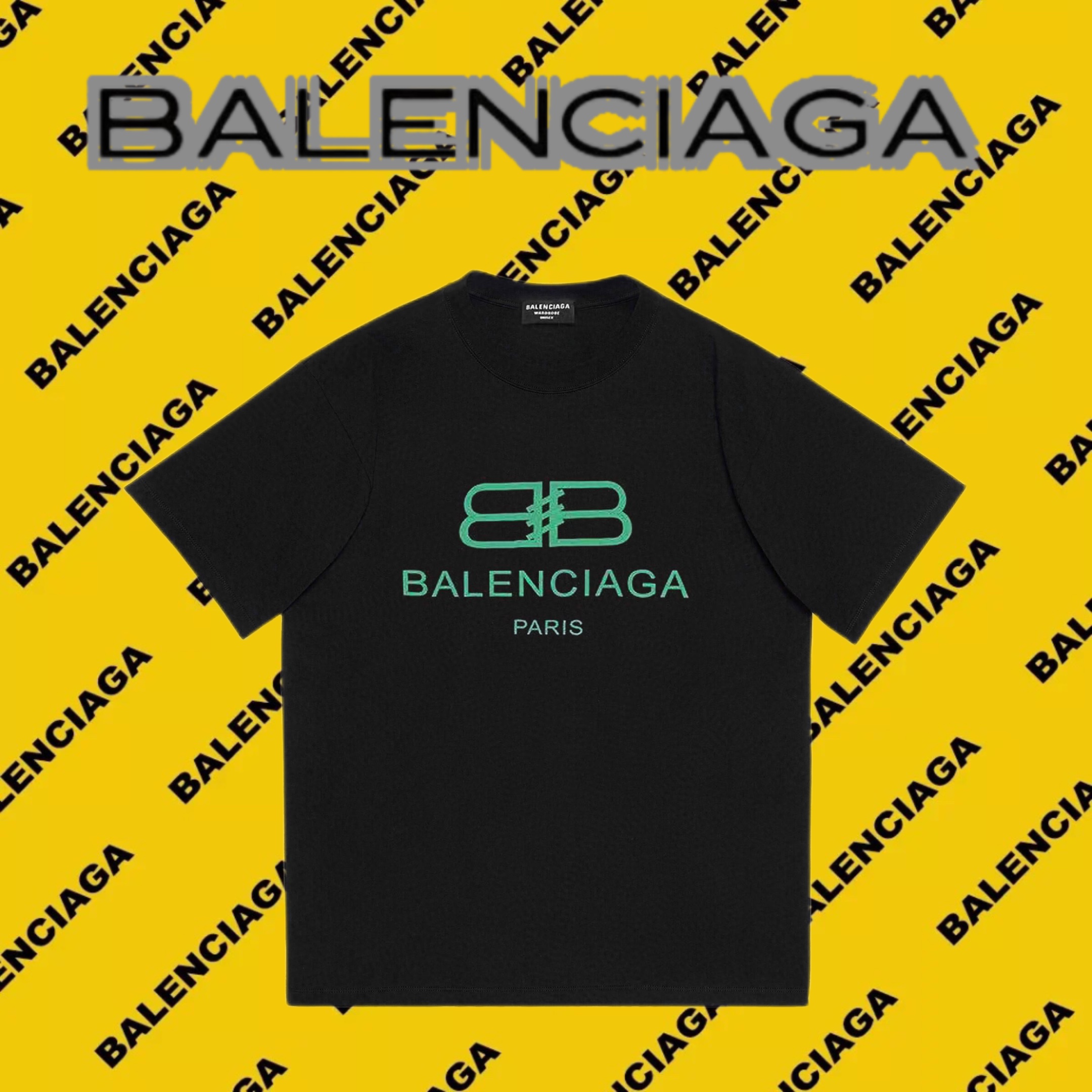 Balenciaga Abbigliamento T-Shirt Verde Stampa Unisex Cotone pettinato Maniche corte