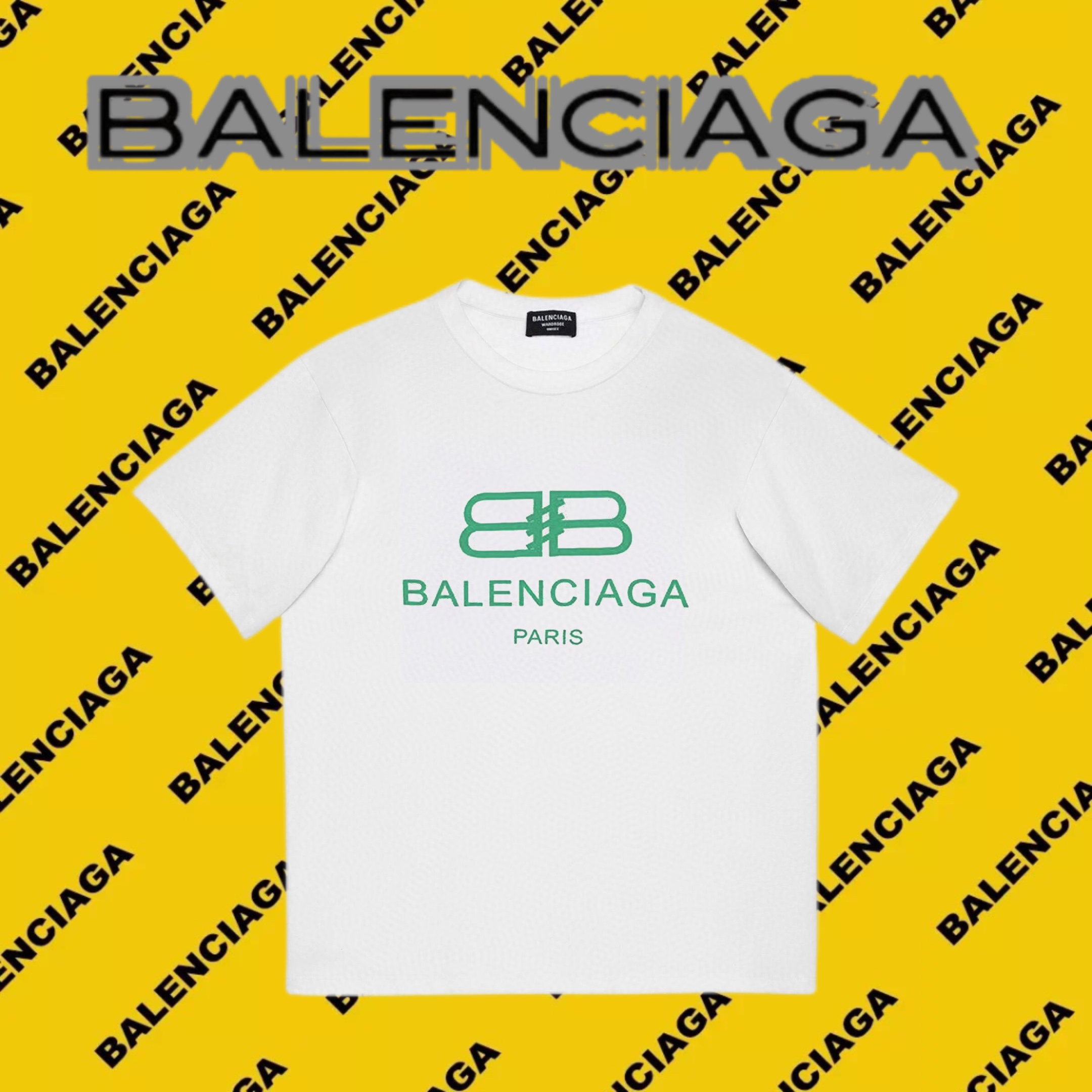 Balenciaga Abbigliamento T-Shirt Verde Stampa Unisex Cotone pettinato Maniche corte