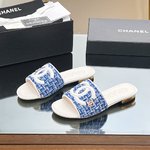 Knockoff Highest Quality
 Chanel Shoes Slippers Embroidery Genuine Leather Sheepskin Weave