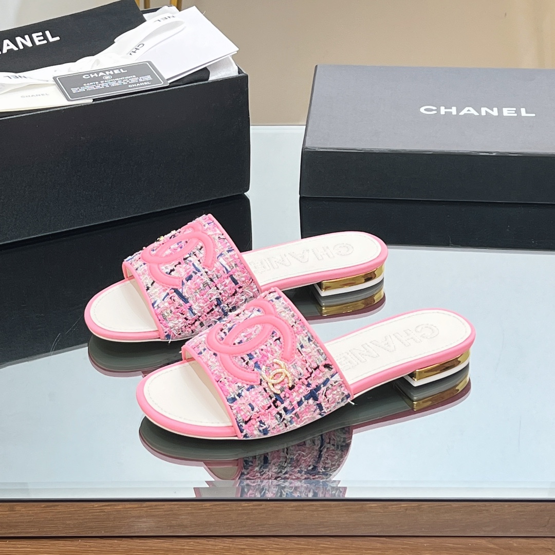 Chanel Shoes Slippers 1:1 Clone
 Embroidery Genuine Leather Sheepskin Weave