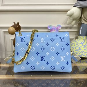 Louis Vuitton LV Coussin Handbags Crossbody & Shoulder Bags Perfect Replica Blue White Sheepskin Summer Collection Chains M22954