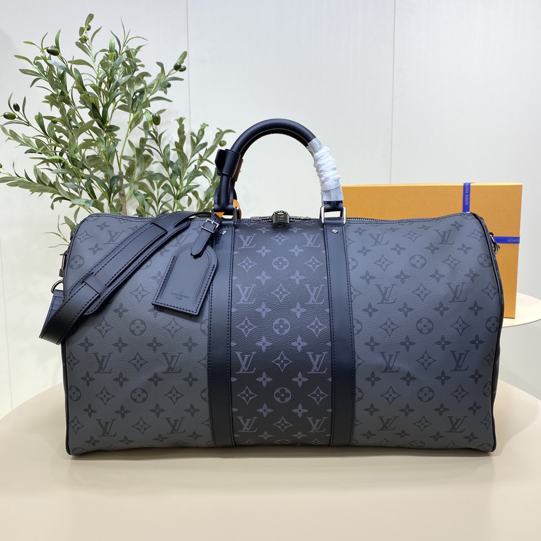 Louis Vuitton LV Keepall Sacos de Viagem Alta qualidade online
 Preto Cinzento Monogram Canvas M45392