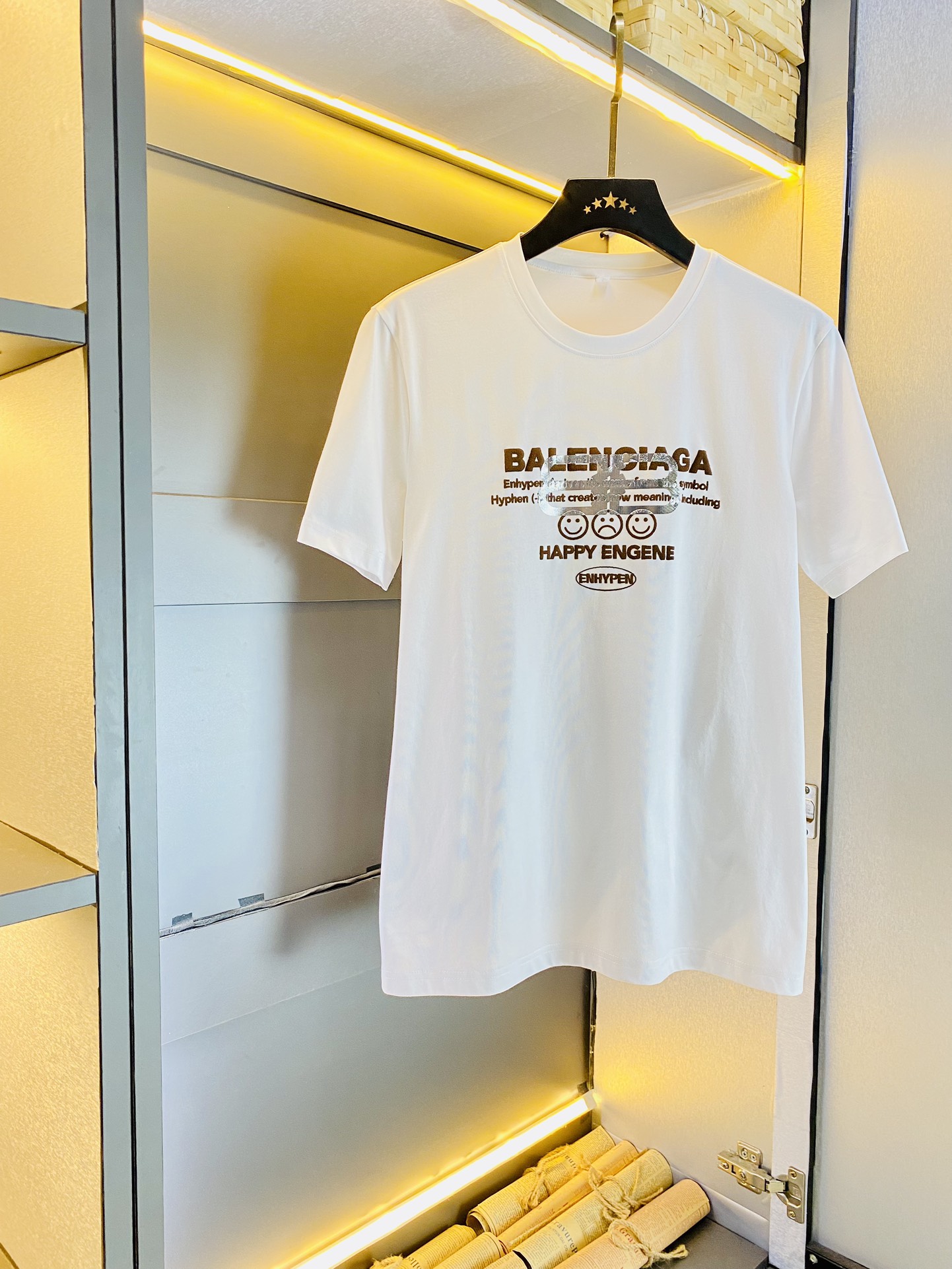 Balenciaga Kleidung T-Shirt Unisex Baumwolle Mercerisierte Kurzarm