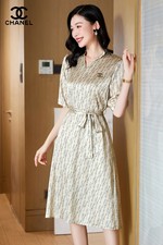 Replica AAA+ Designer
 Chanel Clothing Dresses Beige Silk Spandex Summer Collection Fashion