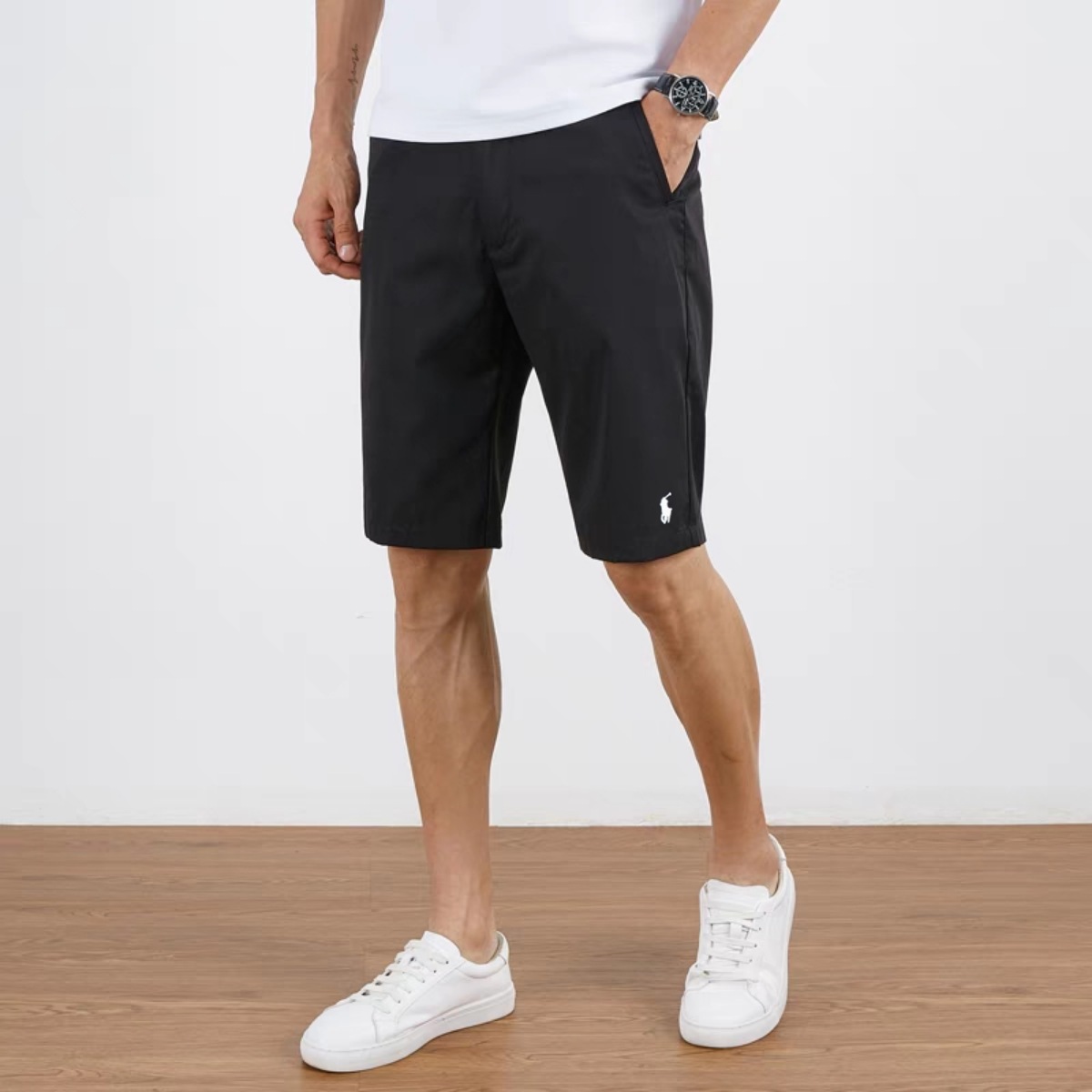 Top Perfect Fake
 Ralph Lauren Kleidung Polo Kurze Hosen Schwarz Stickerei Männer Sommerkollektion Lässig