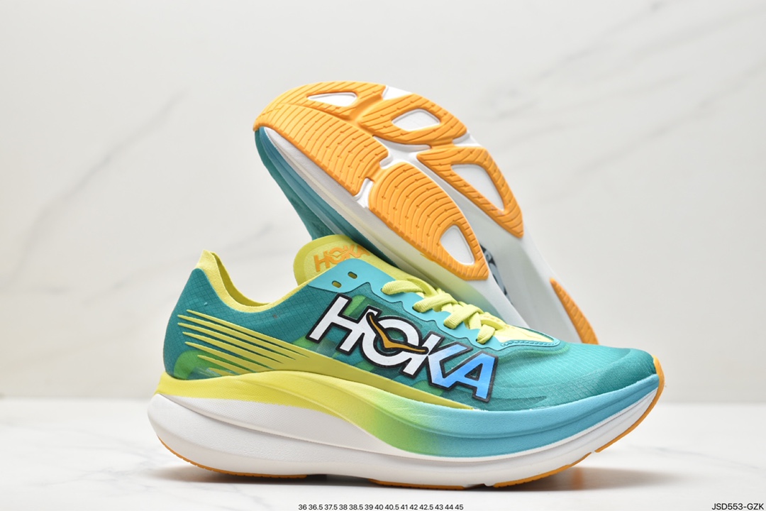 HOKA ONE ONEU ROCKETX2 real carbon outsole translucent wing upper breathable running shoes 1127927