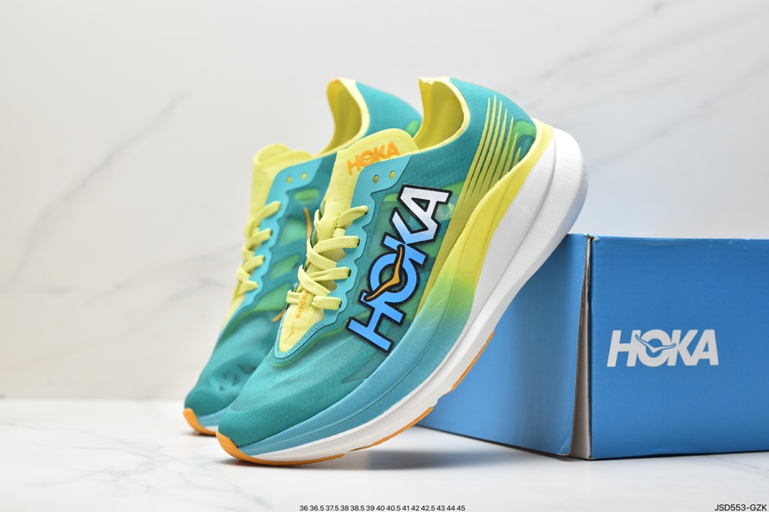 HOKA ONE ONEU ROCKETX2 real carbon outsole translucent wing upper breathable running shoes 1127927