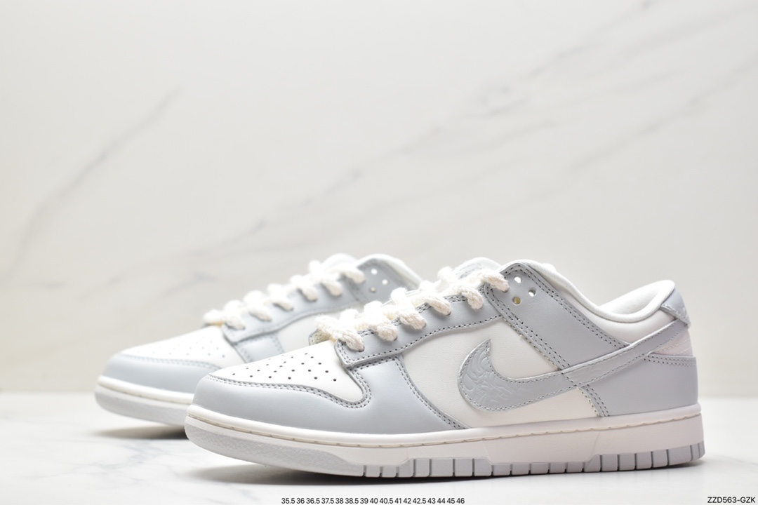 板鞋, Nike Dunk Low, Nike Dunk, NIKE, FJ4553-133, Dunk Low, Dunk - 耐克 Nike Dunk Low 灰白浮雕 防滑耐磨减震 低帮 休闲滑板板鞋 女款 灰色 FJ4553-133