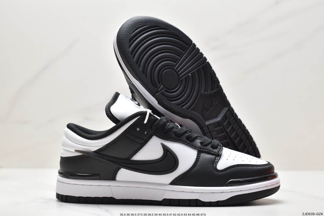 240 Nike SB Dunk Low Twist”Panda“扣篮加强版系列低板鞋“黑白熊猫立体钩子”DZ2794-001