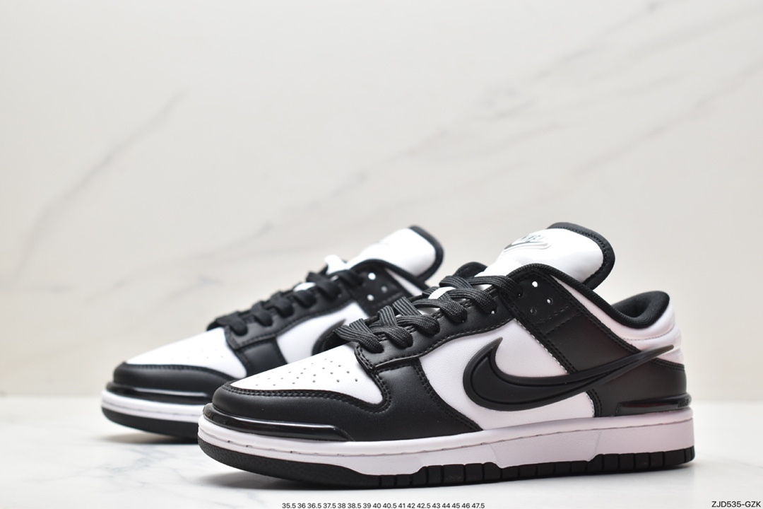 240 Nike SB Dunk Low Twist”Panda“扣篮加强版系列低板鞋“黑白熊猫立体钩子”DZ2794-001
