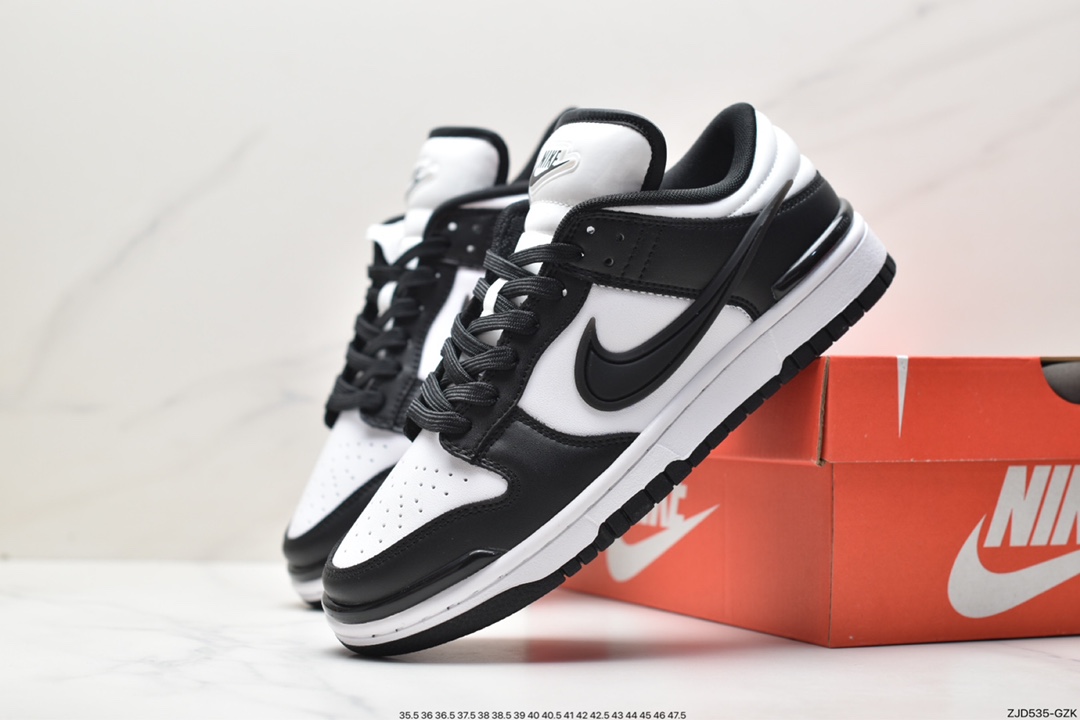240 Nike SB Dunk Low Twist”Panda“扣篮加强版系列低板鞋“黑白熊猫立体钩子”DZ2794-001