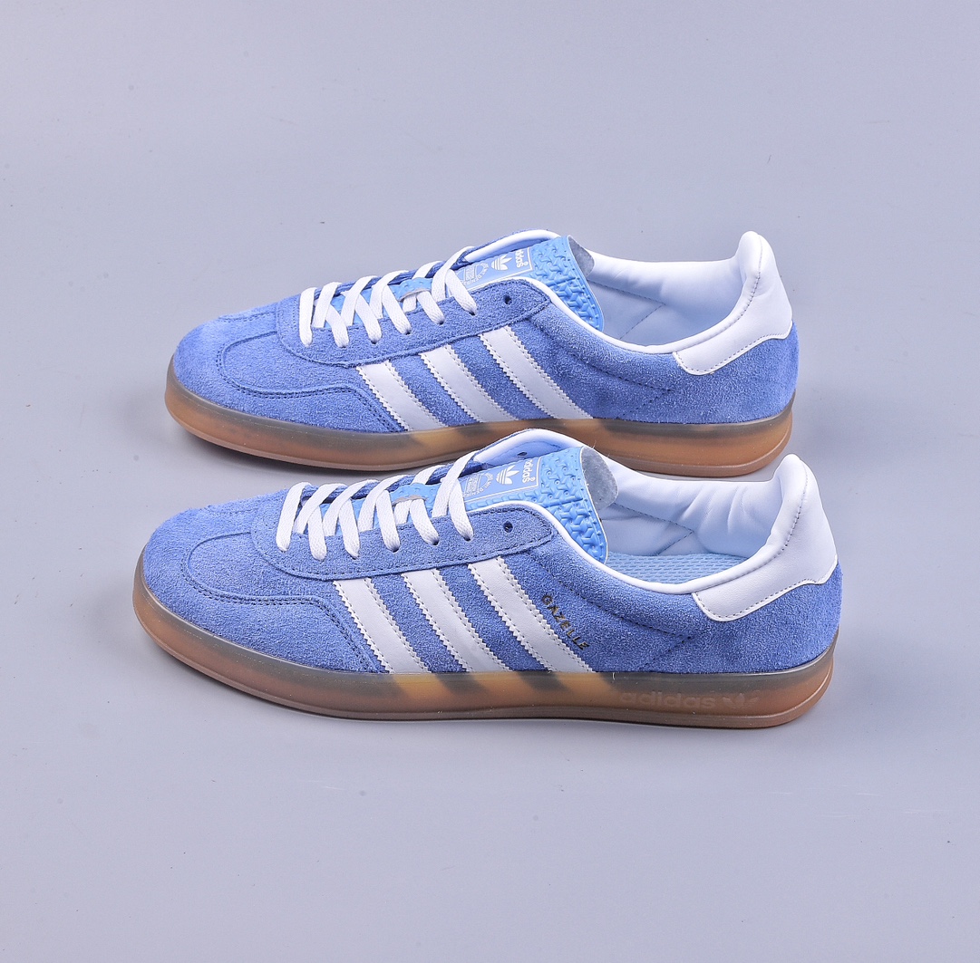 Adidas Originals Gazelle Indoor Raw Rubber White Blue HQ8717