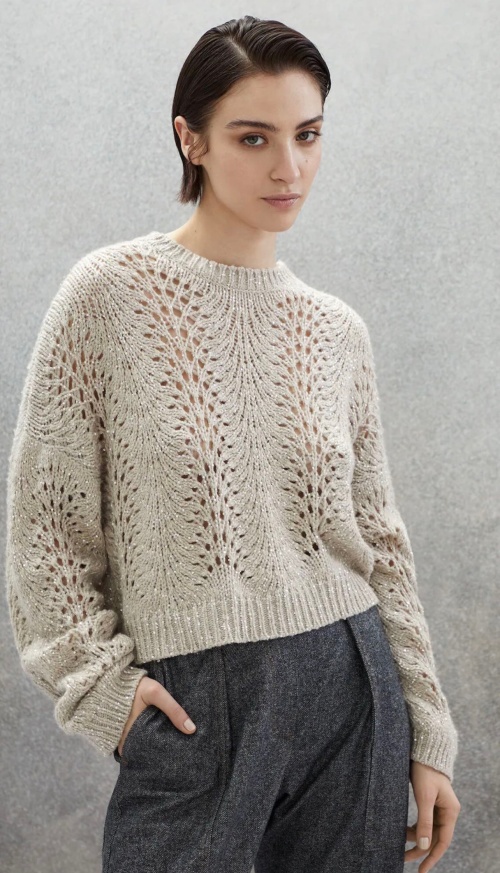 ZILIMARK BC Shimmer Lace Effect Feather Cashmere Knit Sweater 1 ZILIMARK BC Shimmer Lace Effect Feather Cashmere Knit Sweater