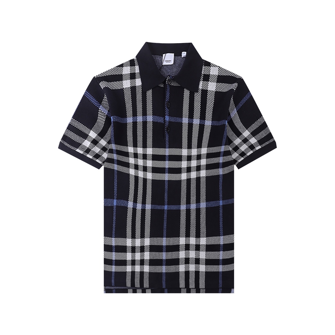 BBR Burberry*2024SS polo de punto nuevo de cuello vuelto primavera/verano, técnica de jacquard con cuadros clásicos, to…