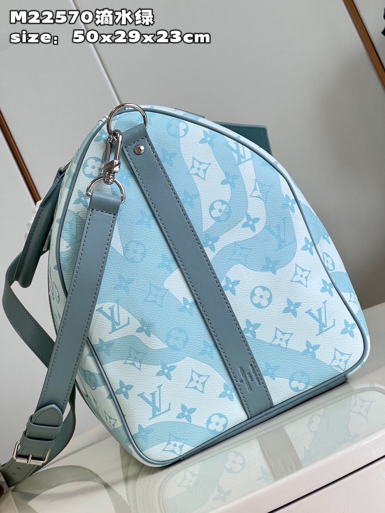 顶级原单M22570滴水绿本款KeepallBandoulière50旅行袋取材MonogramAqua