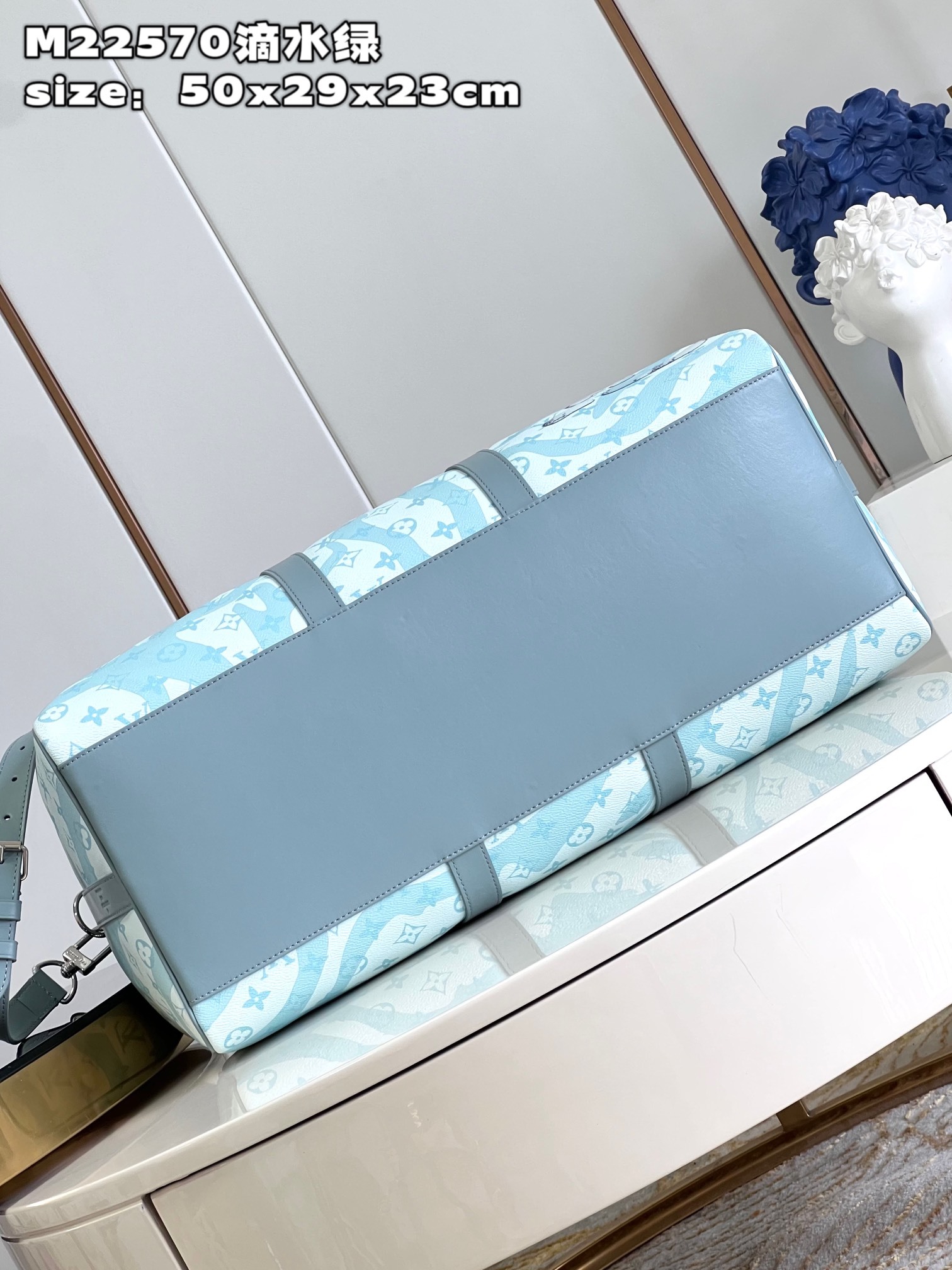 顶级原单M22570滴水绿本款KeepallBandoulière50旅行袋取材MonogramAqua