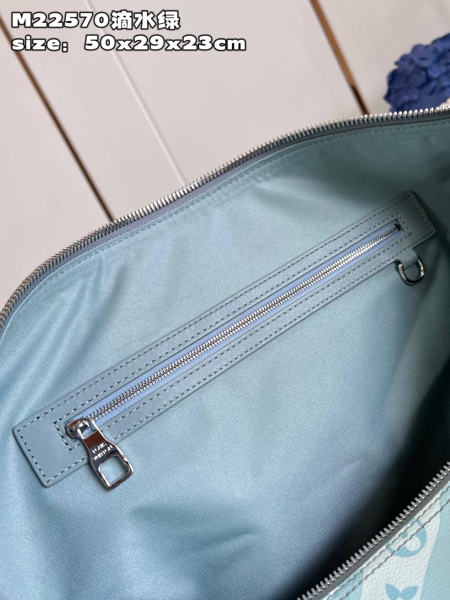 顶级原单M22570滴水绿本款KeepallBandoulière50旅行袋取材MonogramAqua