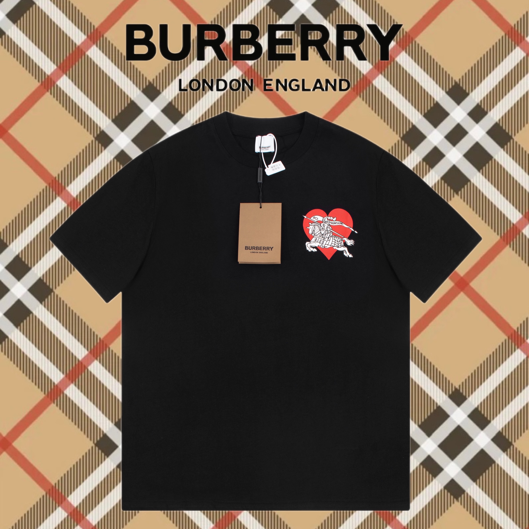 Burberry Abbigliamento T-Shirt Designer di alta qualità
 Nero Rosso Bianco Cotone Collezione Primavera/Estate Maniche corte