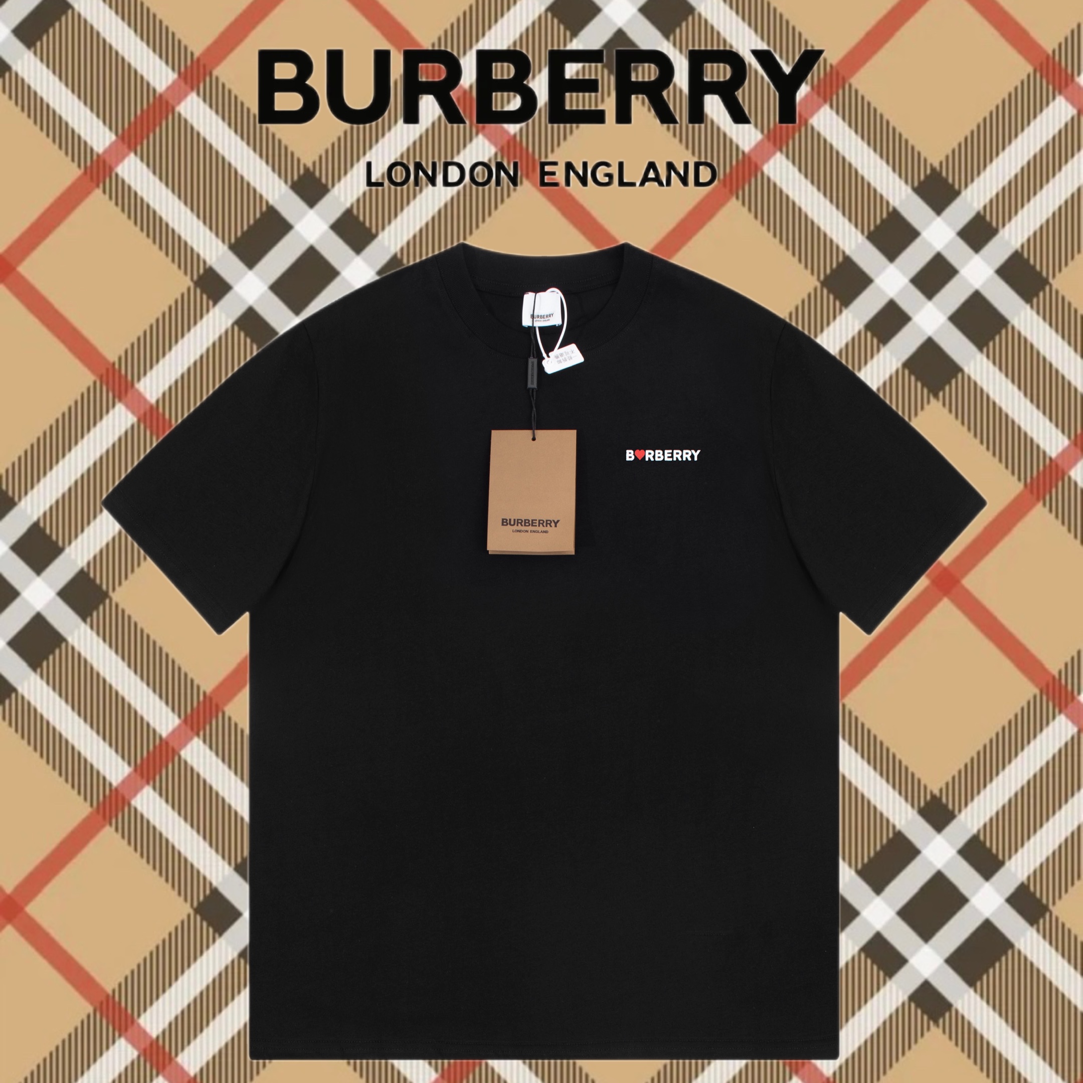 Burberry Qualità dello specchio
 Abbigliamento T-Shirt Nero Rosso Bianco Cotone Collezione Primavera/Estate Maniche corte