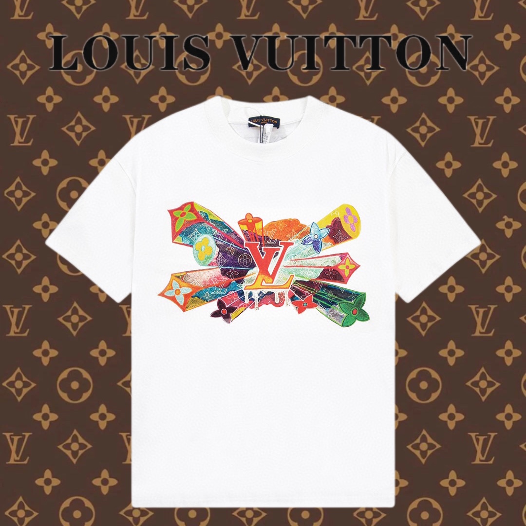 Louis Vuitton Abbigliamento T-Shirt Negozio di lusso
 Bianco Stampa Unisex Collezione Primavera/Estate Fashion Maniche corte