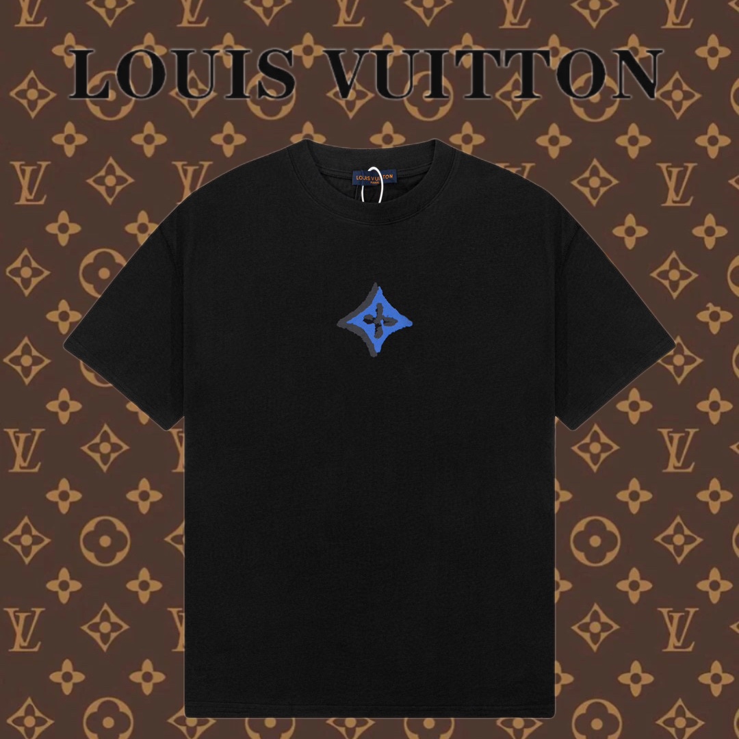 Louis Vuitton Abbigliamento T-Shirt Replica 1: 1 alta qualità
 Nero Stampa Unisex Collezione Primavera/Estate Fashion Maniche corte