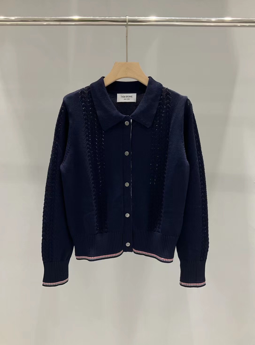 Thom Browne Sale
 Clothing Cardigans Knit Sweater Brown Openwork Knitting Browne240222