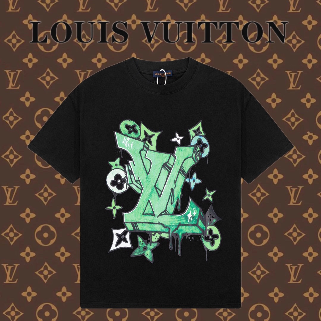 Louis Vuitton Abbigliamento T-Shirt Nero Stampa Unisex Collezione Primavera/Estate Fashion Maniche corte