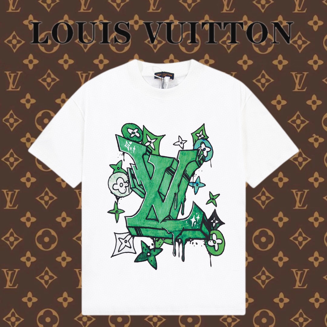 Louis Vuitton Aaa
 Abbigliamento T-Shirt Bianco Stampa Unisex Collezione Primavera/Estate Fashion Maniche corte